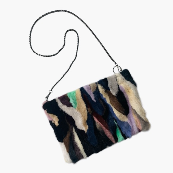 Real Mink Fur Crossbody Bag Rainbow Color - Picture 3 of 15